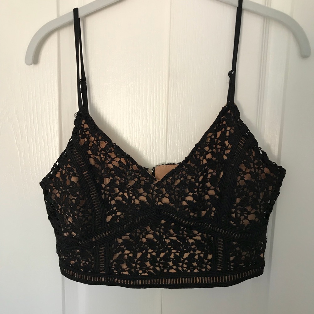 Black crochet Kendall and Kylie crop top